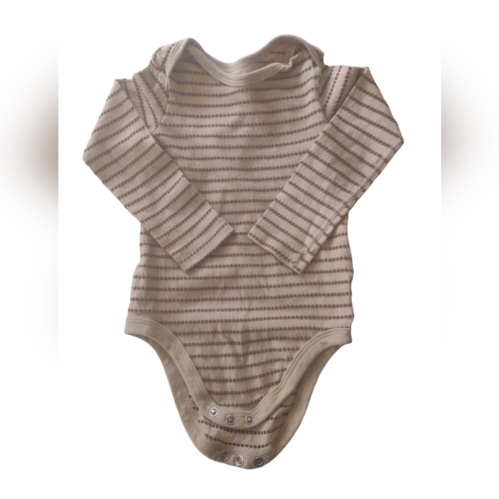 easy-peasy short romper 18‎ months one-piece Tan/brown stripe  organic cotton
